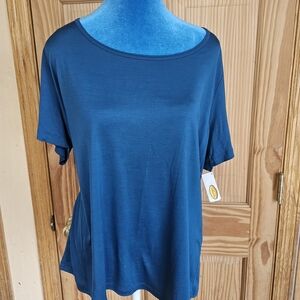 Talbots Blue Relaxed Short Sleeve Plus Size XXL Top